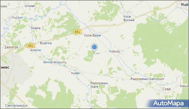 mapa Kolonia Koce-Schaby, Kolonia Koce-Schaby na mapie Targeo